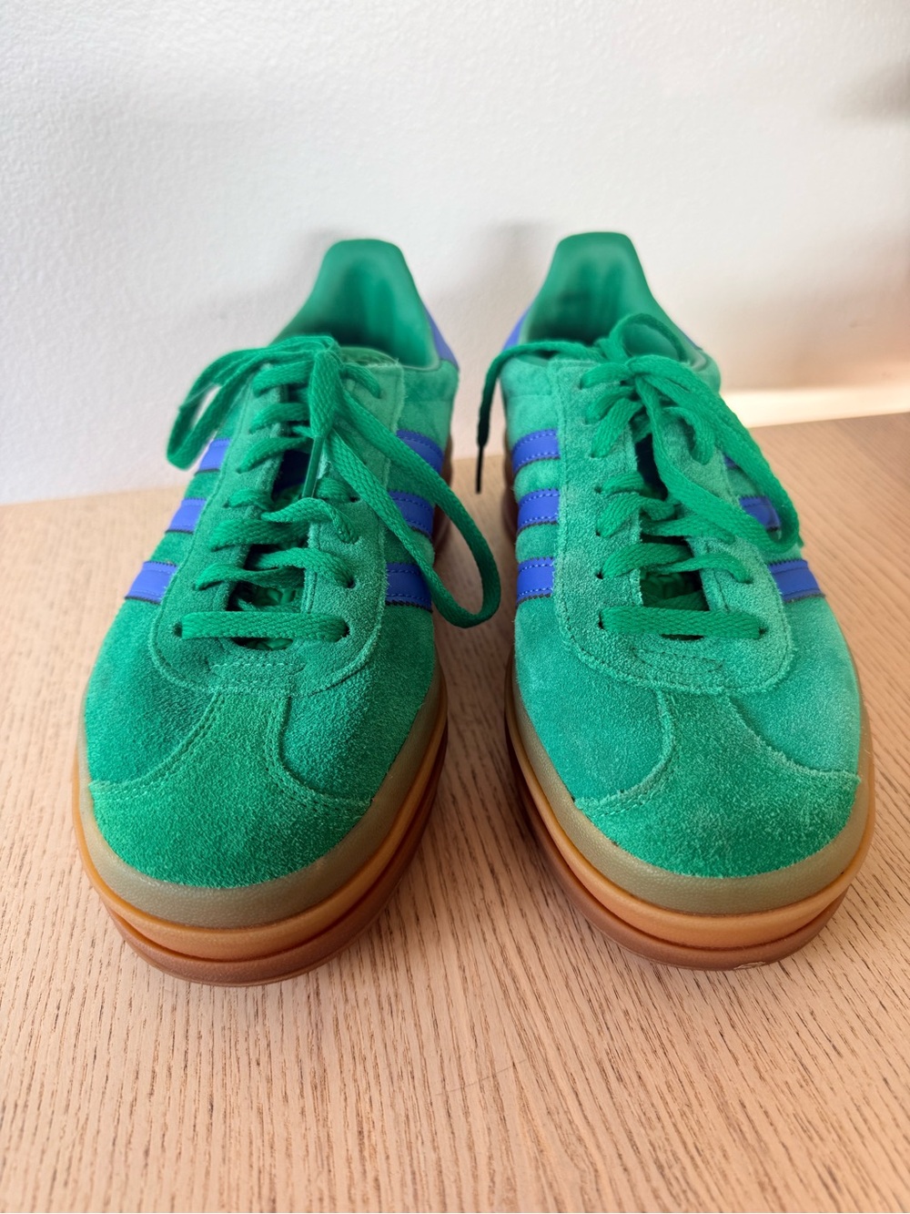 Adidas Gazelle Bold Platform Sneakers NWOT Size 7 Green/Blue - Picture 3 of 5